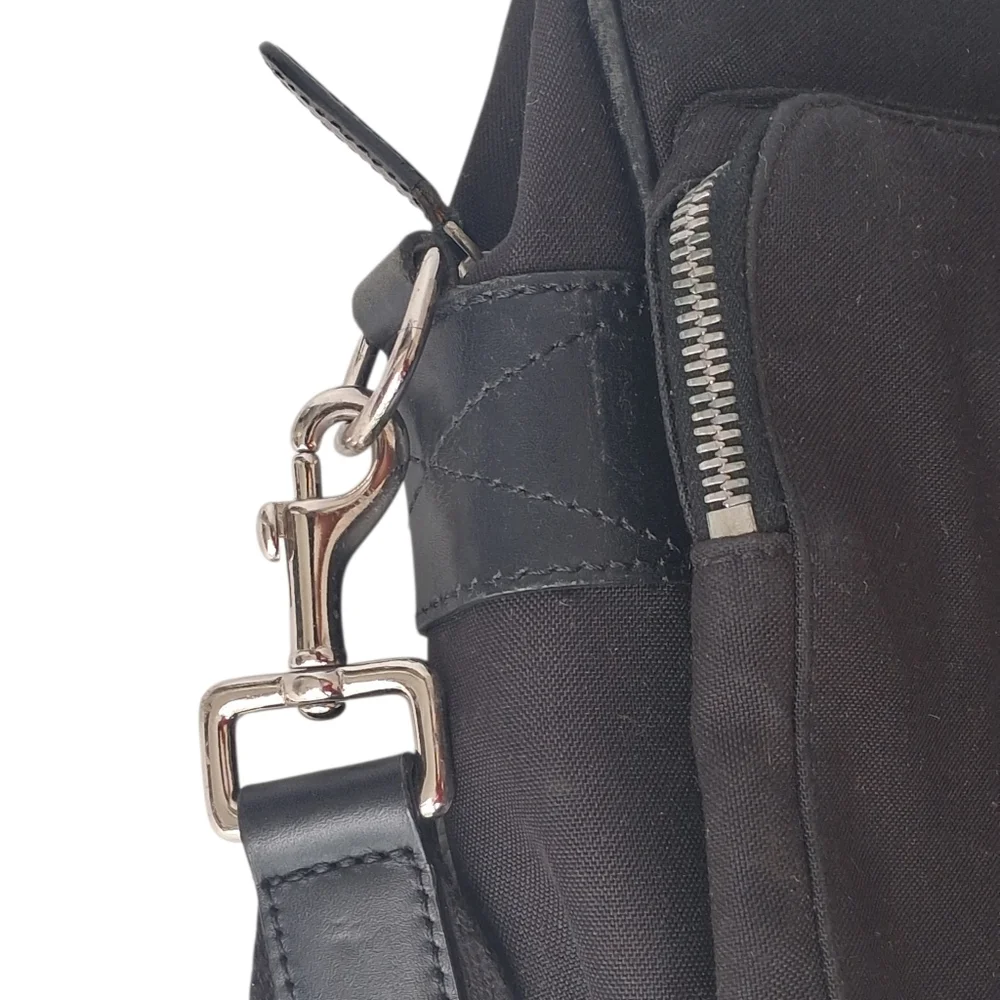 Coach Canvas & Leather Crossbody Laptop Bag Black